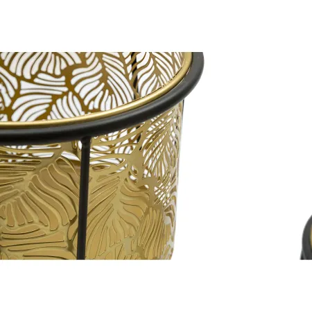 Set 2 Portavaso da Pavimento Metallo Oro Nero Piedistallo Removibile