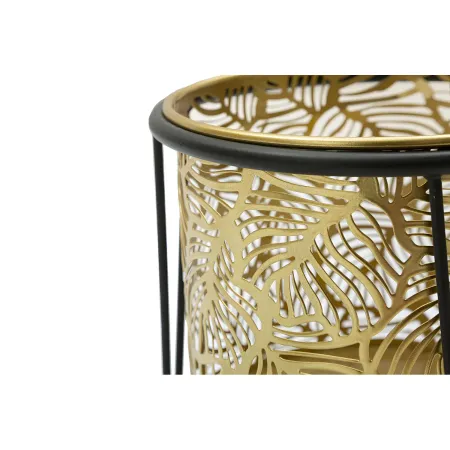 Set 2 Portavaso da Pavimento Metallo Oro Nero Piedistallo Removibile