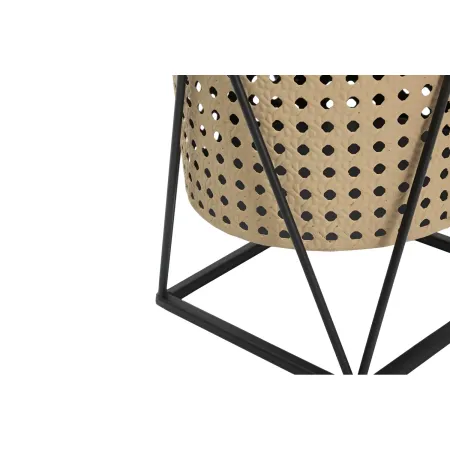 Set 2 Portavasi da Pavimento Metallo Beige Nero Piedistallo Removibile