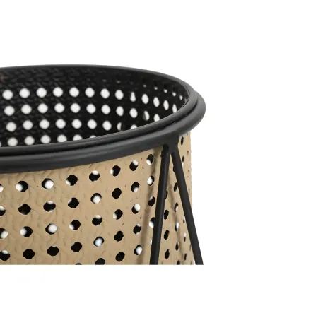 Set 2 Portavasi da Pavimento Metallo Beige Nero Piedistallo Removibile