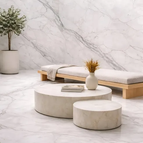 Set 6 Pannelli Decorativi Effetto Marmo Bianco PVC 120x60 Rivestimento