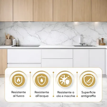 Set 6 Pannelli Decorativi Effetto Marmo Beige PVC 120x60 Rivestimento