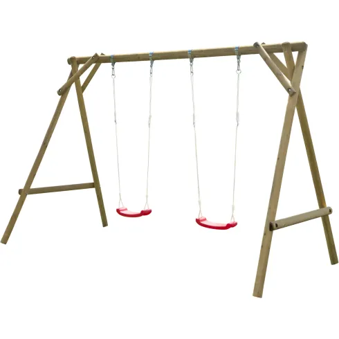 Altalena in Legno per Bambini 2 Posti Pino Impregnato da Giardino