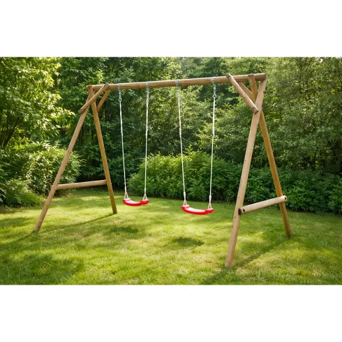 Altalena in Legno per Bambini 2 Posti Pino Impregnato da Giardino