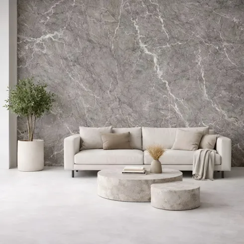 Set 6 Pannelli Decorativi Effetto Marmo Grigio PVC 120x60 Rivestimento