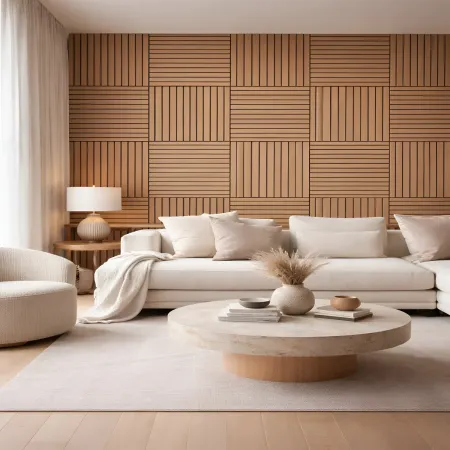 Set 12 Pannelli Acustici MDF Feltro PET 60x60 cm Effetto Legno Rovere