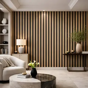 Set 12 Pannelli Acustici MDF Feltro PET 60x60 cm Effetto Legno Noce 2