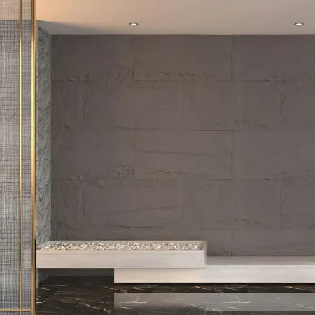 Set 10 Pannelli Isolanti Effetto Pietra 3D Grigio Scuro 120x60 in PU