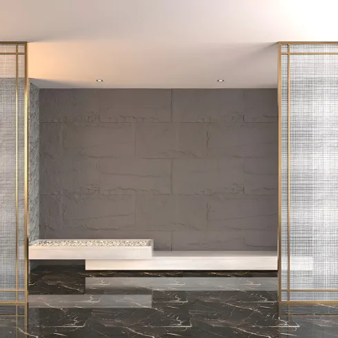 Set 10 Pannelli Isolanti Effetto Pietra 3D Grigio Scuro 120x60 in PU