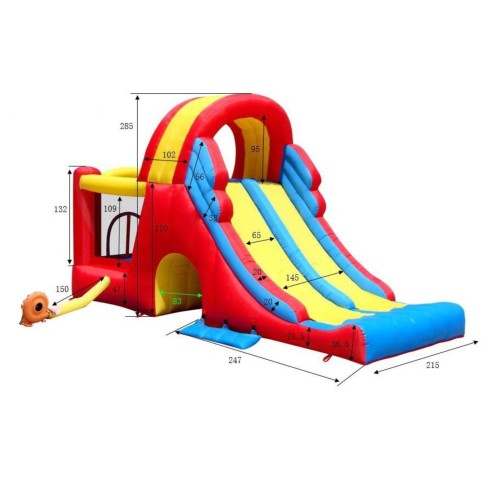 Gonfiabile per Bambini Castello Scivoli 600x215 con Gonfiatore Pompa