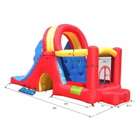 Gonfiabile per Bambini Castello Scivoli 600x215 con Gonfiatore Pompa