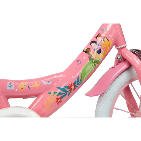Bicicletta Bambini 16" Principesse Disney Rosa Rotelle Cestino Sedile