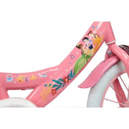 Bicicletta Bambini 16" Principesse Disney Rosa Rotelle Cestino Sedile