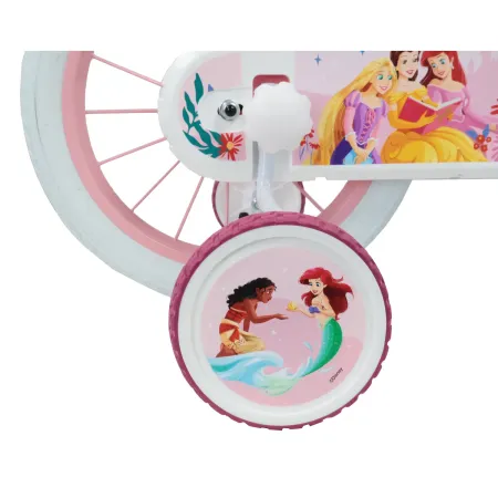 Bicicletta Bambini 12" Principesse Disney Rosa Rotelle Cestino Sedile