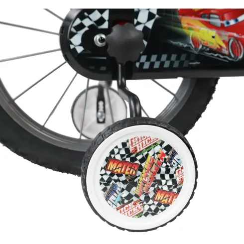 Bicicletta per Bambini 16" Cars Rosso Nero Rotelle Borraccia Trombetta