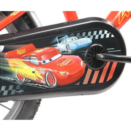 Bicicletta per Bambini 14" Cars Rosso Nero Rotelle Borraccia Trombetta