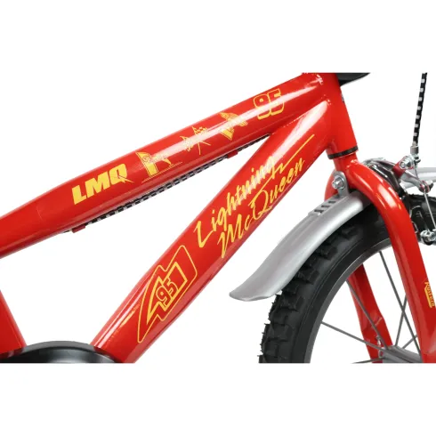 Bicicletta per Bambini 14" Cars Rosso Nero Rotelle Borraccia Trombetta