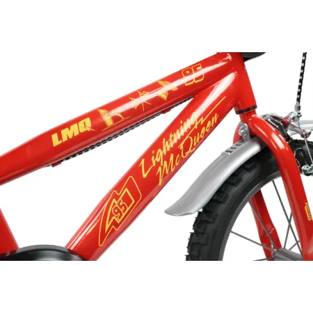 Bicicletta per Bambini 14" Cars Rosso Nero Rotelle Borraccia Trombetta