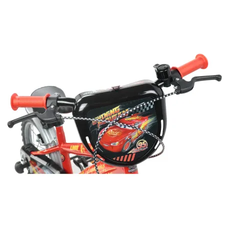 Bicicletta per Bambini 14" Cars Rosso Nero Rotelle Borraccia Trombetta