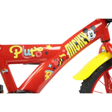 Bicicletta per Bambini 14" Topolino Disney Rosso Rotelle Borraccia