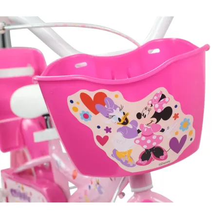 Bicicletta per Bambini 12" Minnie Disney Rosa Cestino Portabambola