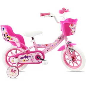 Bicicletta per Bambini 12" Minnie Disney Rosa Cestino Portabambola