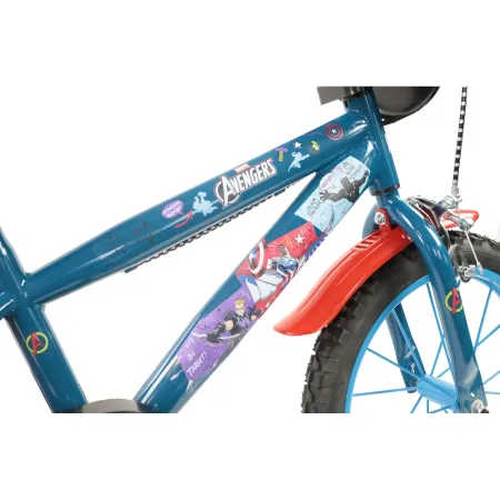Bicicletta Bambini 16" Avengers Azzurro Rotelle Removibili Parafanghi
