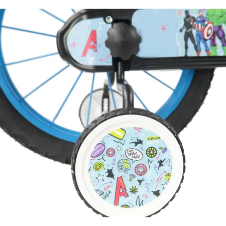 Bicicletta Bambini 16" Avengers Azzurro Rotelle Removibili Parafanghi
