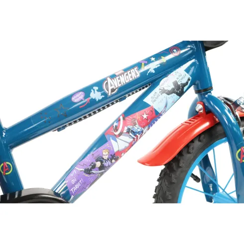 Bicicletta Bambini 14" Avengers Azzurro Rotelle Removibili Parafanghi