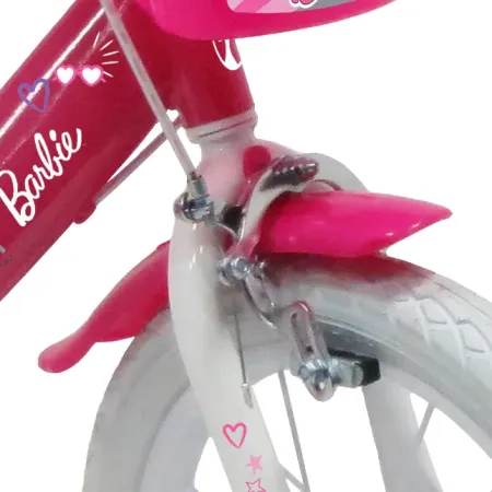 Bicicletta per Bambini 14" Barbie Rosa Rotelle Cestino Portabambola