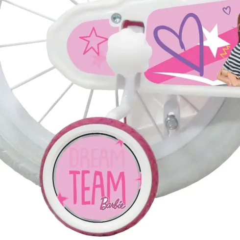 Bicicletta per Bambini 12" Barbie Rosa Rotelle Cestino Portabambola