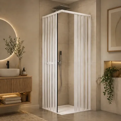 Box Doccia PVC Senza Guide Inferiori per Disabili Scorrevole Porte a Soffietto | BricoShop24