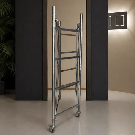 Trabattello Ponteggio Acciaio Altezza 510 cm Mezzopiano Ruote Girevoli