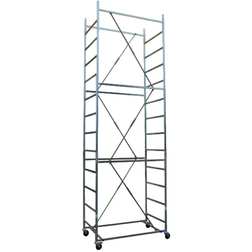 Trabattello Ponteggio Acciaio Altezza 510 cm Mezzopiano Ruote Girevoli