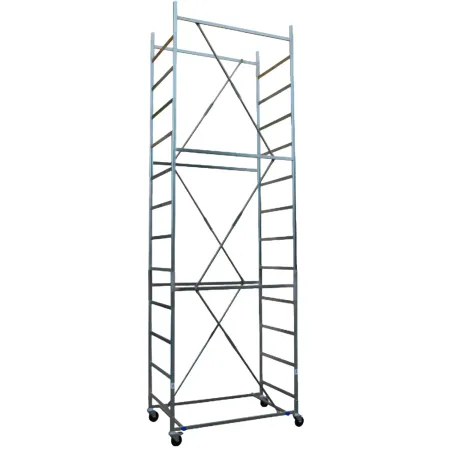 Trabattello Ponteggio Acciaio Altezza 510 cm Mezzopiano Ruote Girevoli
