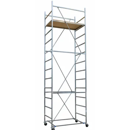 Trabattello Ponteggio Acciaio Altezza 510 cm Mezzopiano Ruote Girevoli
