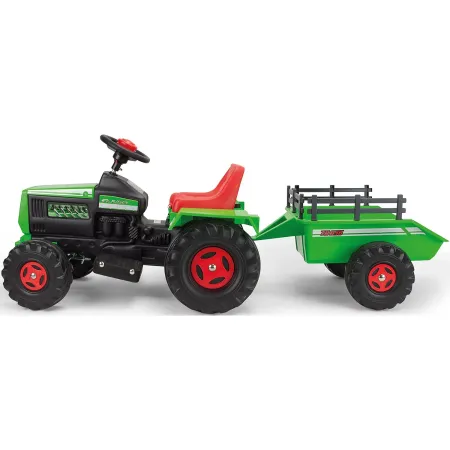 Trattore Elettrico Bambini 6V Rimorchio Verde Batteria Ricaricabile
