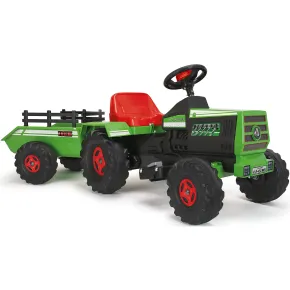 Trattore Elettrico Bambini 6V Rimorchio Verde Batteria Ricaricabile