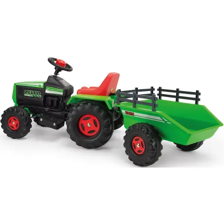 Trattore Elettrico Bambini 6V Rimorchio Verde Batteria Ricaricabile