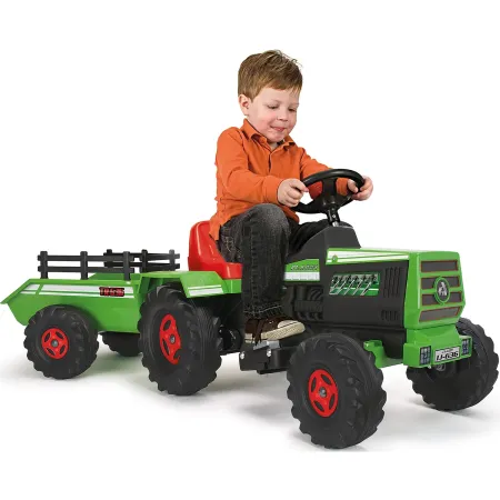 Trattore Elettrico Bambini 6V Rimorchio Verde Batteria Ricaricabile