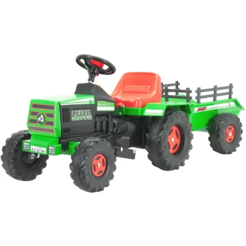 Trattore Elettrico Bambini 6V Rimorchio Verde Batteria Ricaricabile