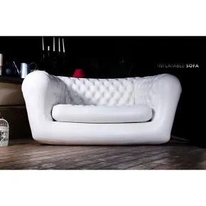 Divano Gonfiabile 2 Posti in PVC Bianco Arredo Interno Esterno Valvole 2