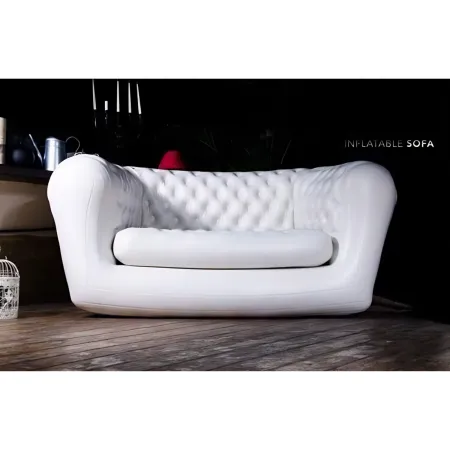 Divano Gonfiabile 2 Posti in PVC Bianco Arredo Interno Esterno Valvole