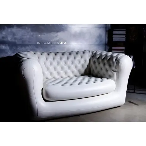 Divano Gonfiabile 2 Posti in PVC Bianco Arredo Interno Esterno Valvole