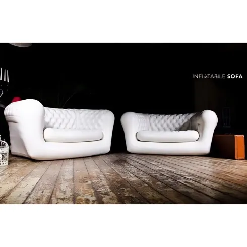 Divano Gonfiabile 2 Posti in PVC Bianco Arredo Interno Esterno Valvole
