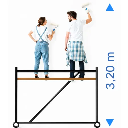 Trabattello Ponteggio Acciaio 160x80 cm Mezzopiano Ruote Lavoro 320 cm
