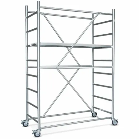 Trabattello Ponteggio Acciaio 160x80 cm Mezzopiano Ruote Lavoro 390 cm