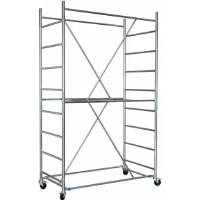 Trabattello Ponteggio Acciaio 160x80 cm Mezzopiano Ruote Lavoro 390 cm