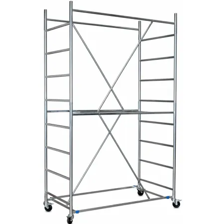 Trabattello Ponteggio Acciaio 160x80 cm Mezzopiano Ruote Lavoro 390 cm