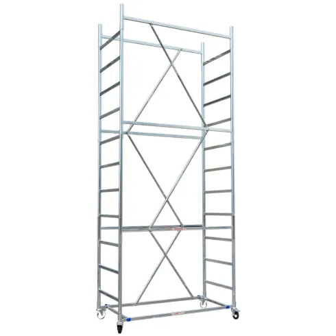 Trabattello Ponteggio Acciaio 160x80 cm Mezzopiano Ruote Lavoro 510 cm